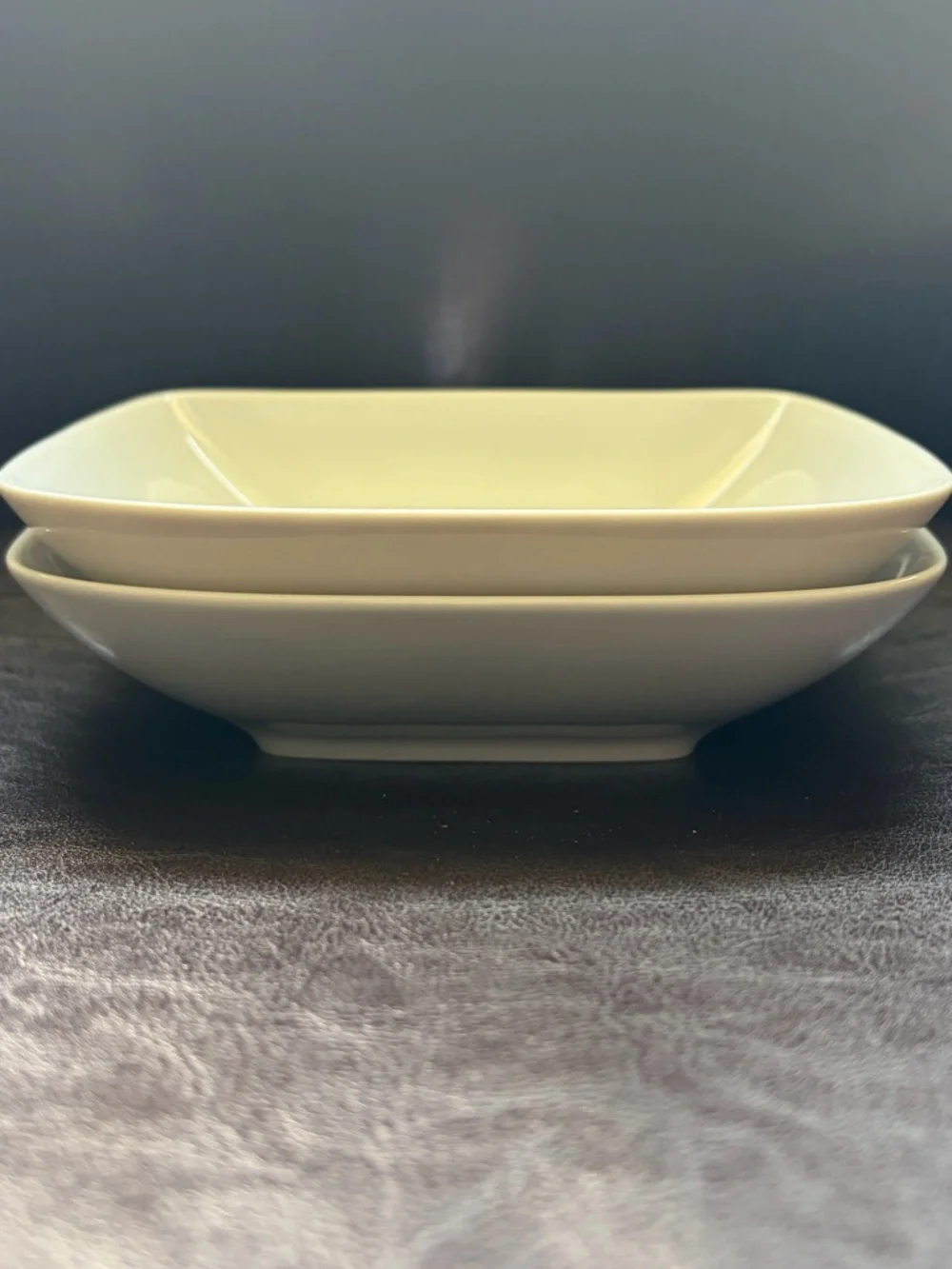 Crate&Barrel Cream Square Ceramic Bowls - Set of 2